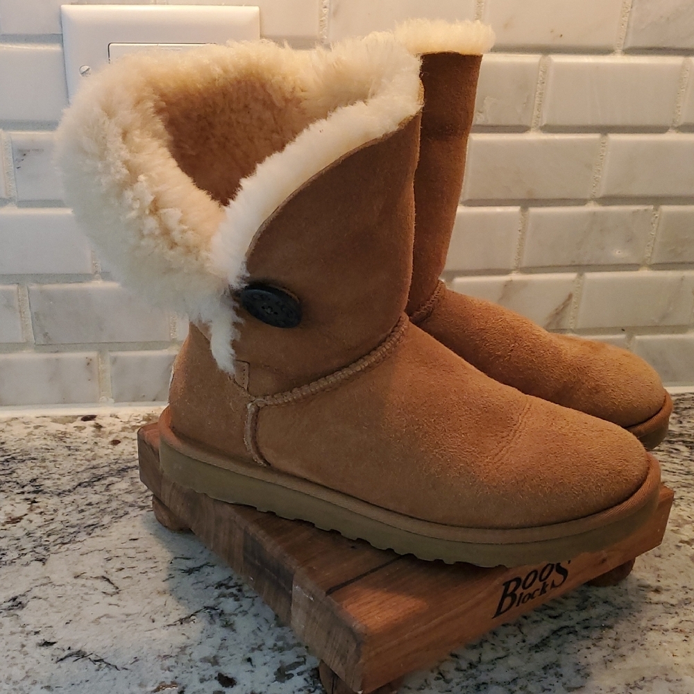 Ugg Tan Bailey Button Shearling-Lined Boots - image 1